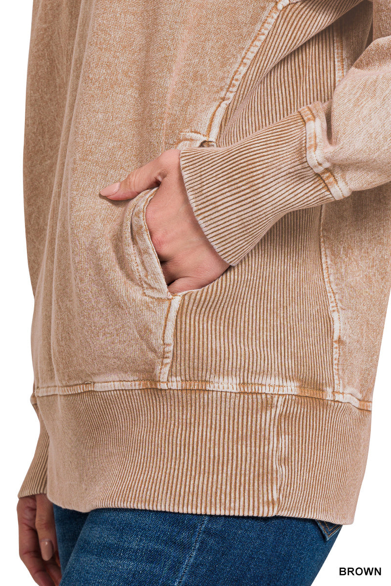 HALO WASHED FRENCH TERRY ROUND NECK PULLOVER