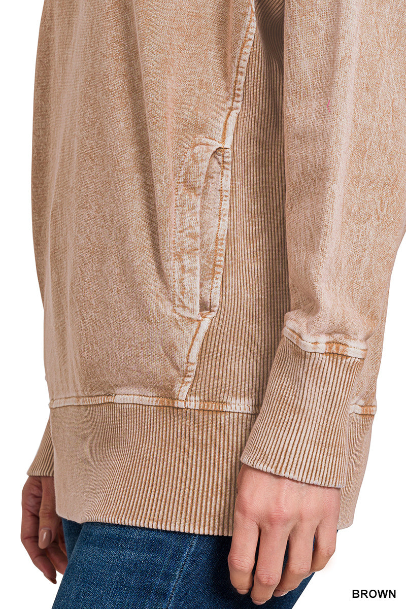 HALO WASHED FRENCH TERRY ROUND NECK PULLOVER