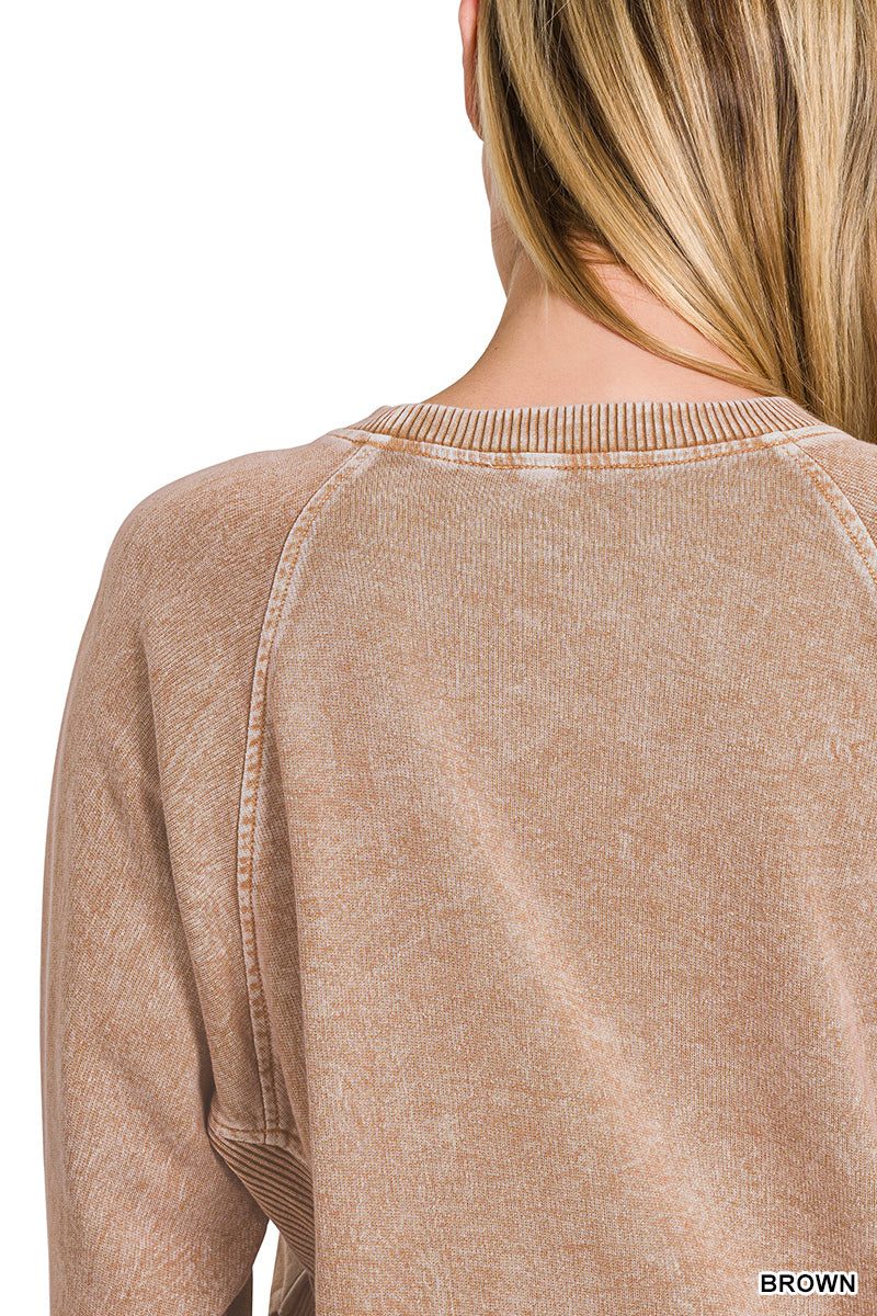 HALO WASHED FRENCH TERRY ROUND NECK PULLOVER