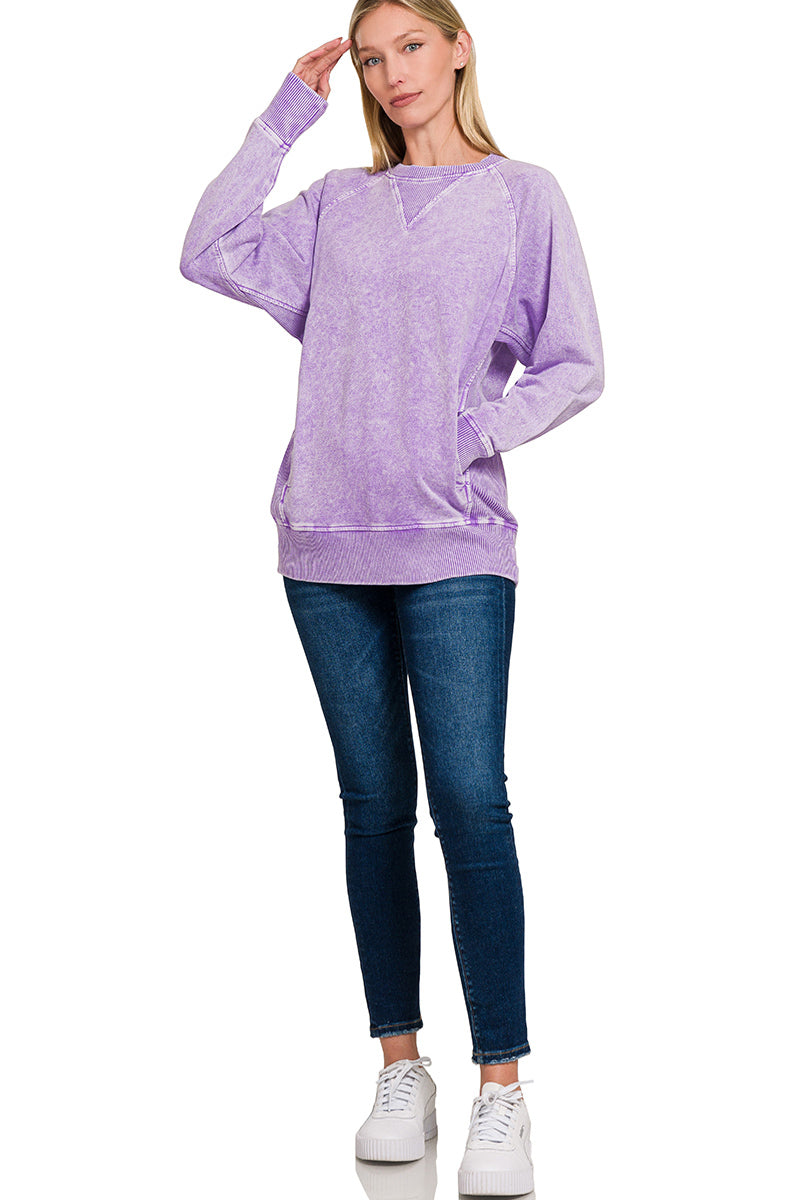 HALO WASHED FRENCH TERRY ROUND NECK PULLOVER