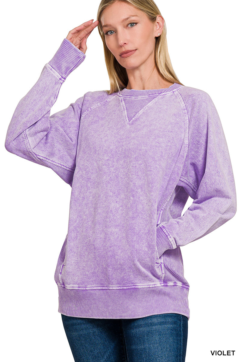 HALO WASHED FRENCH TERRY ROUND NECK PULLOVER