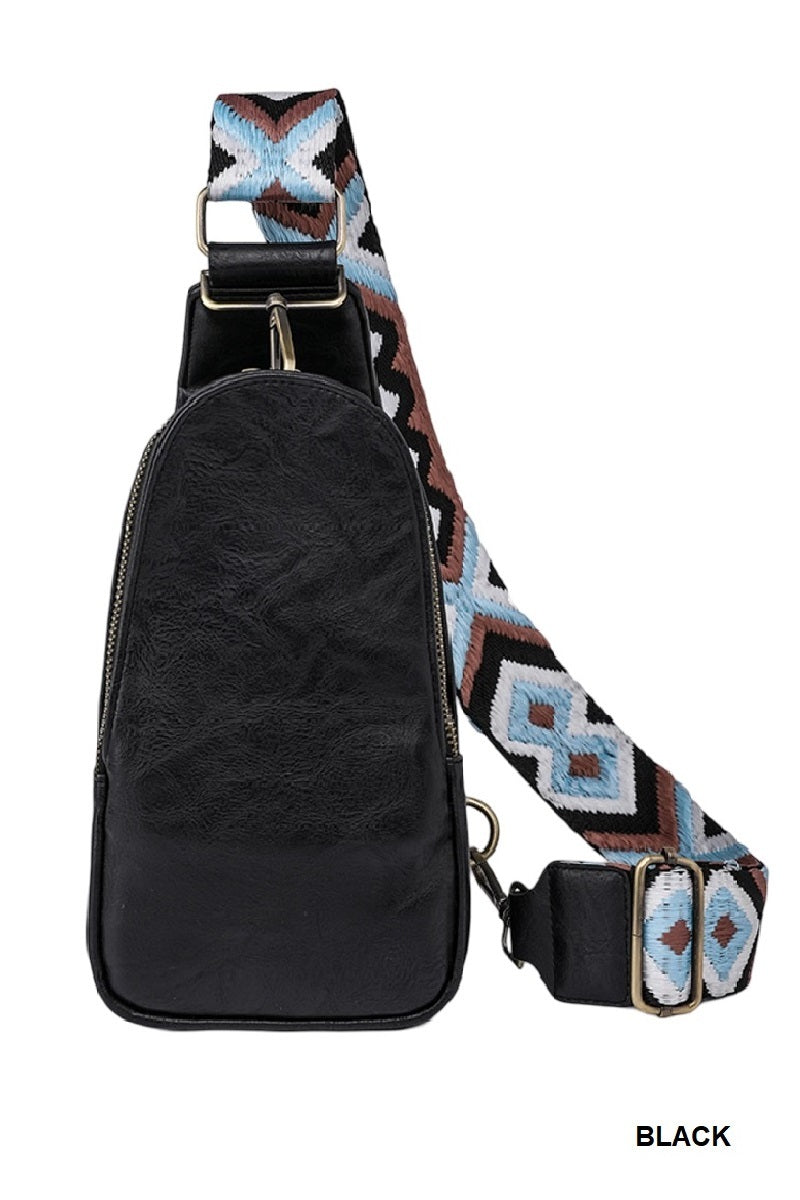 VEGAN LEATHER SLING CROSS BODY BAG