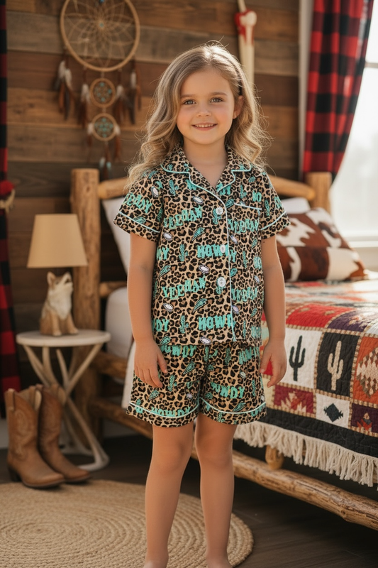 Howdy, cheetah printed girls pajamas.