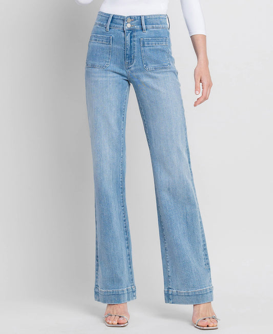 90'S VINTAGE SUPER HIGH RISE FLARE JEANS