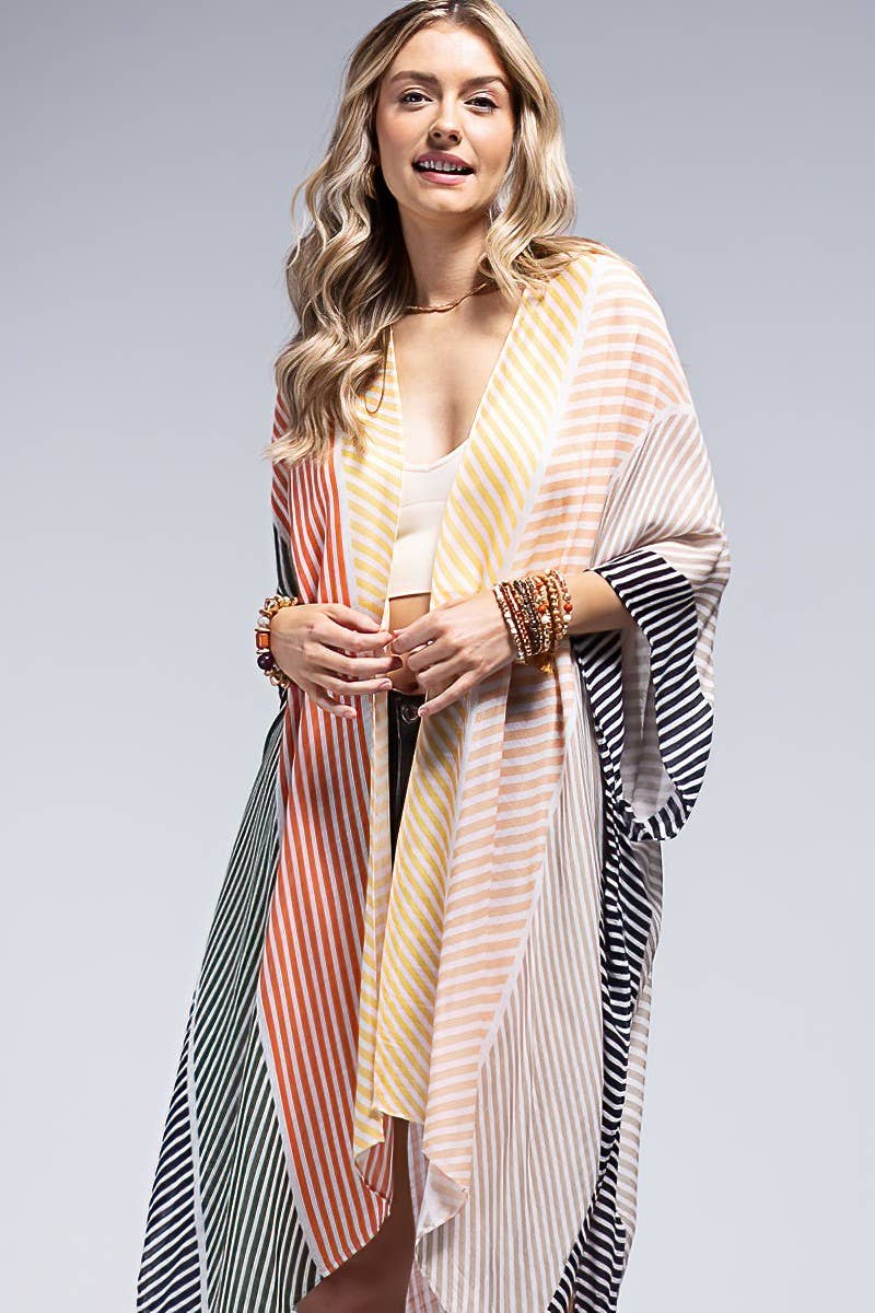 Sunset Stripe Viscose Kimono