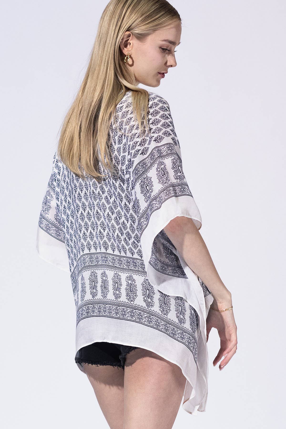 Indigo Mosaic Border Kimono