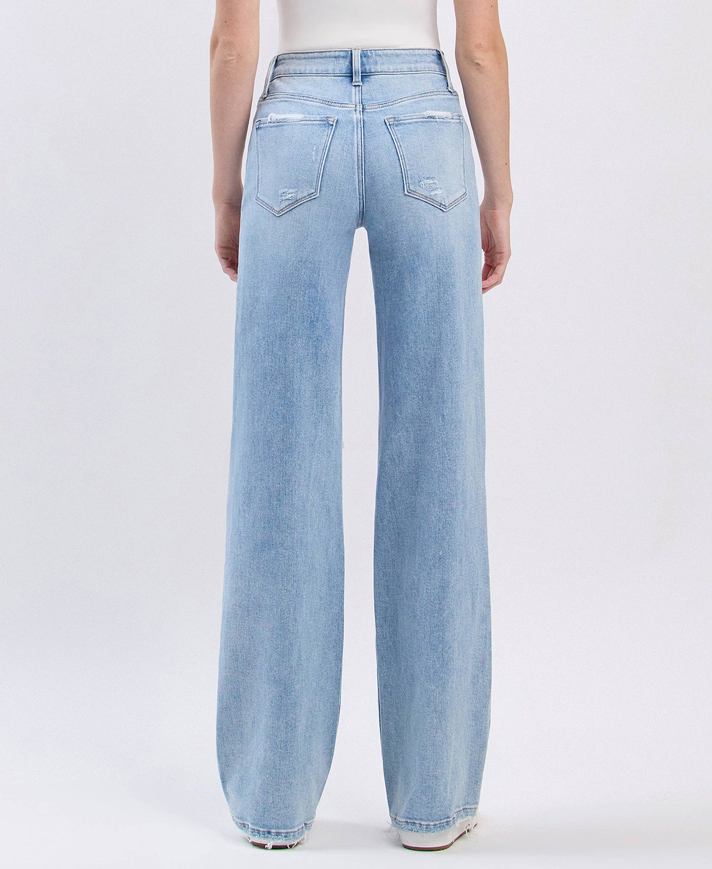 High Rise Distressed Wide Leg Jeans
