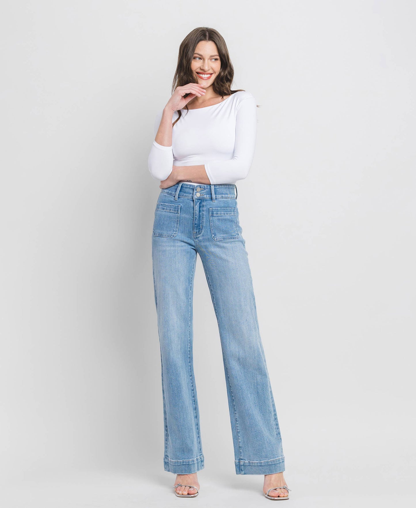90'S VINTAGE SUPER HIGH RISE FLARE JEANS