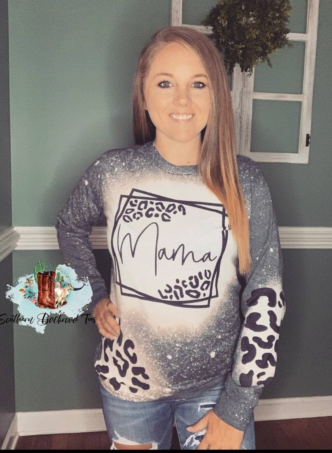 Leopard Mama Bleached Long Sleeve