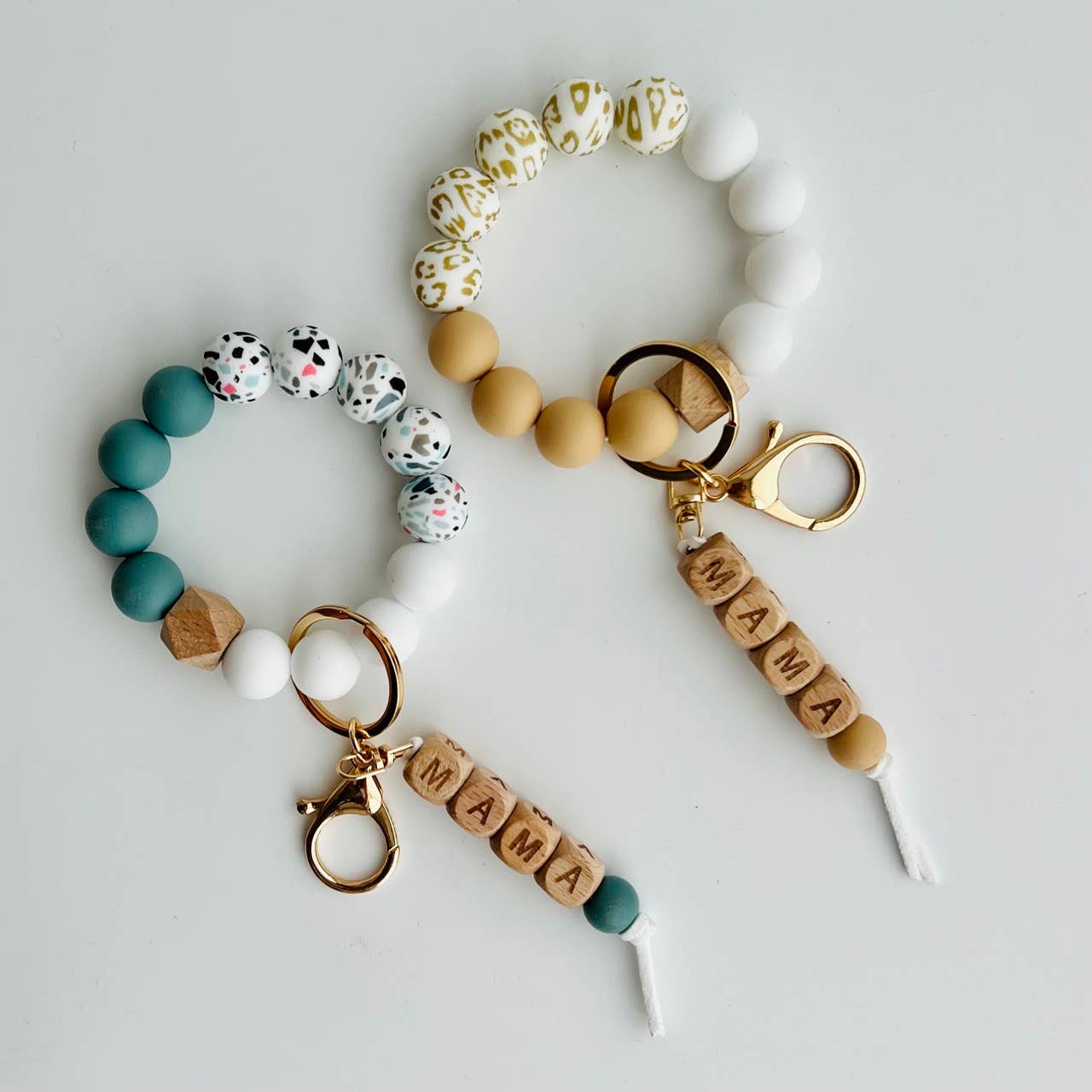 MAMA Bangle Keychain Silicone Wristlet Keyring Bead Bracelet