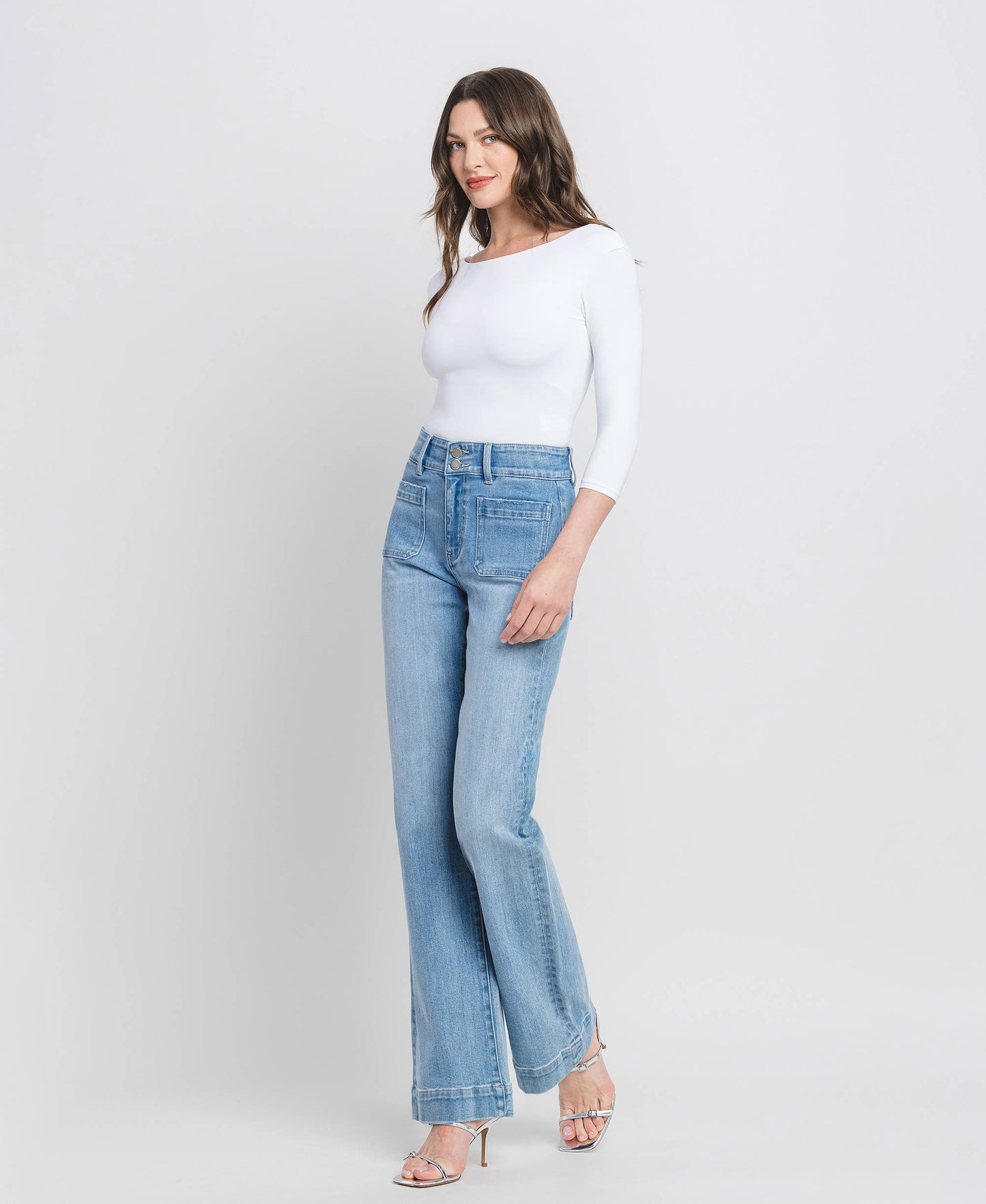 90'S VINTAGE SUPER HIGH RISE FLARE JEANS