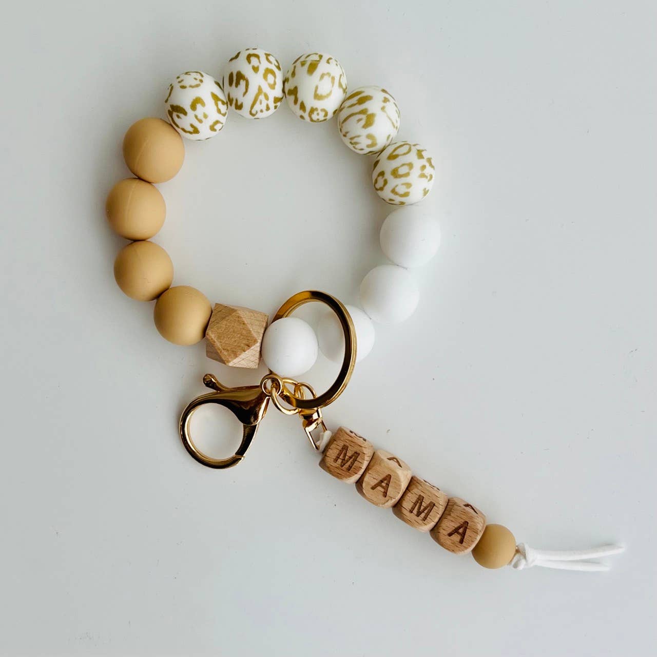 MAMA Bangle Keychain Silicone Wristlet Keyring Bead Bracelet