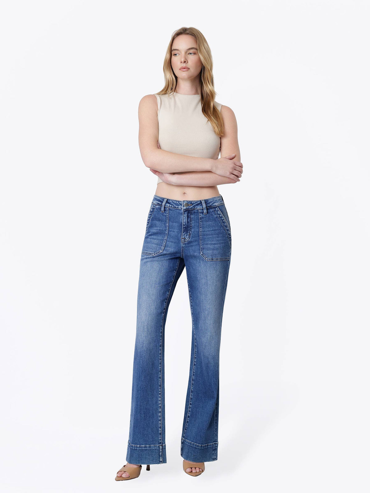 Truculent - High Rise Patch Pocket Vintage Flare Jeans