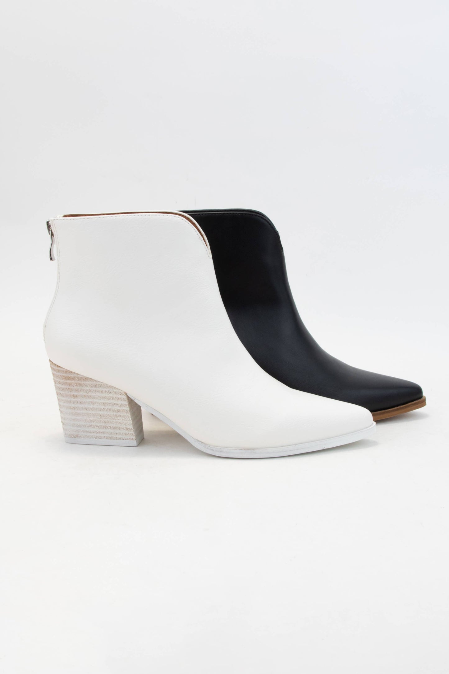 FRONT V-SHAPE CUTOUT BLOCK HEEL BOOTIE