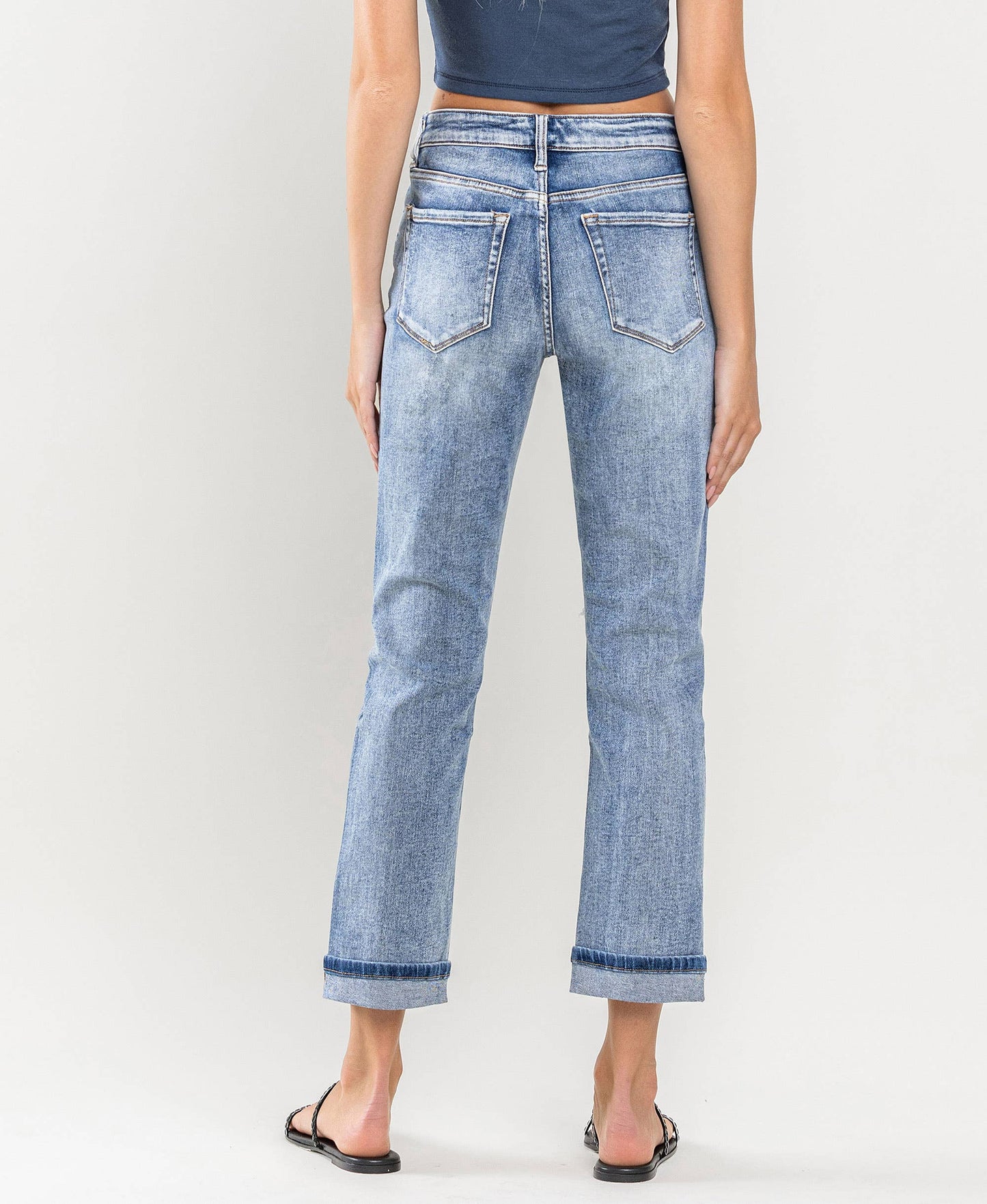 HIGH RISE PAINT SPLATTER CUFFED BOYFRIEND JEANS