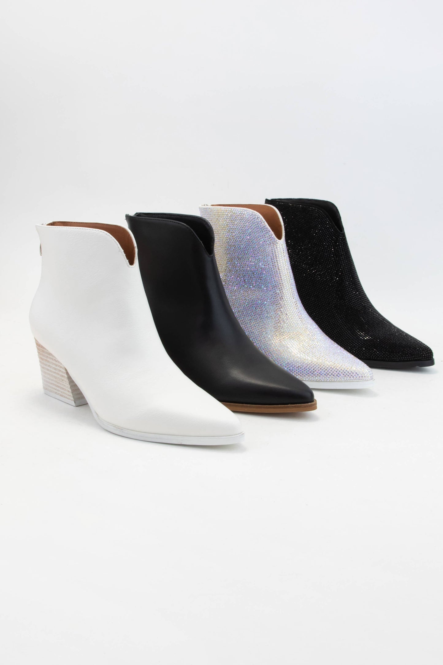 FRONT V-SHAPE CUTOUT BLOCK HEEL BOOTIE