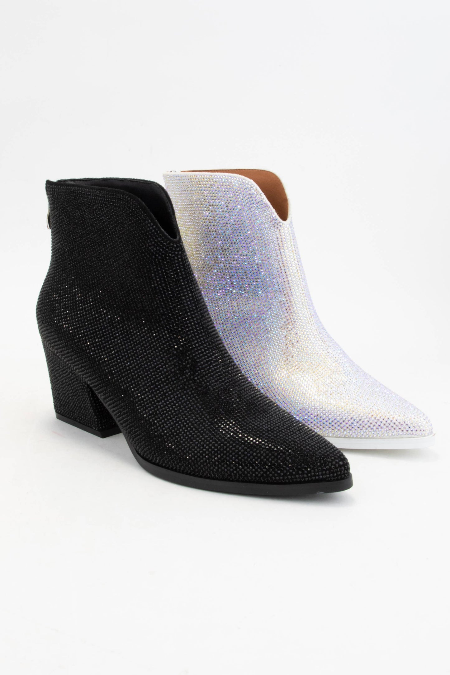 FRONT V-SHAPE CUTOUT BLOCK HEEL BOOTIE