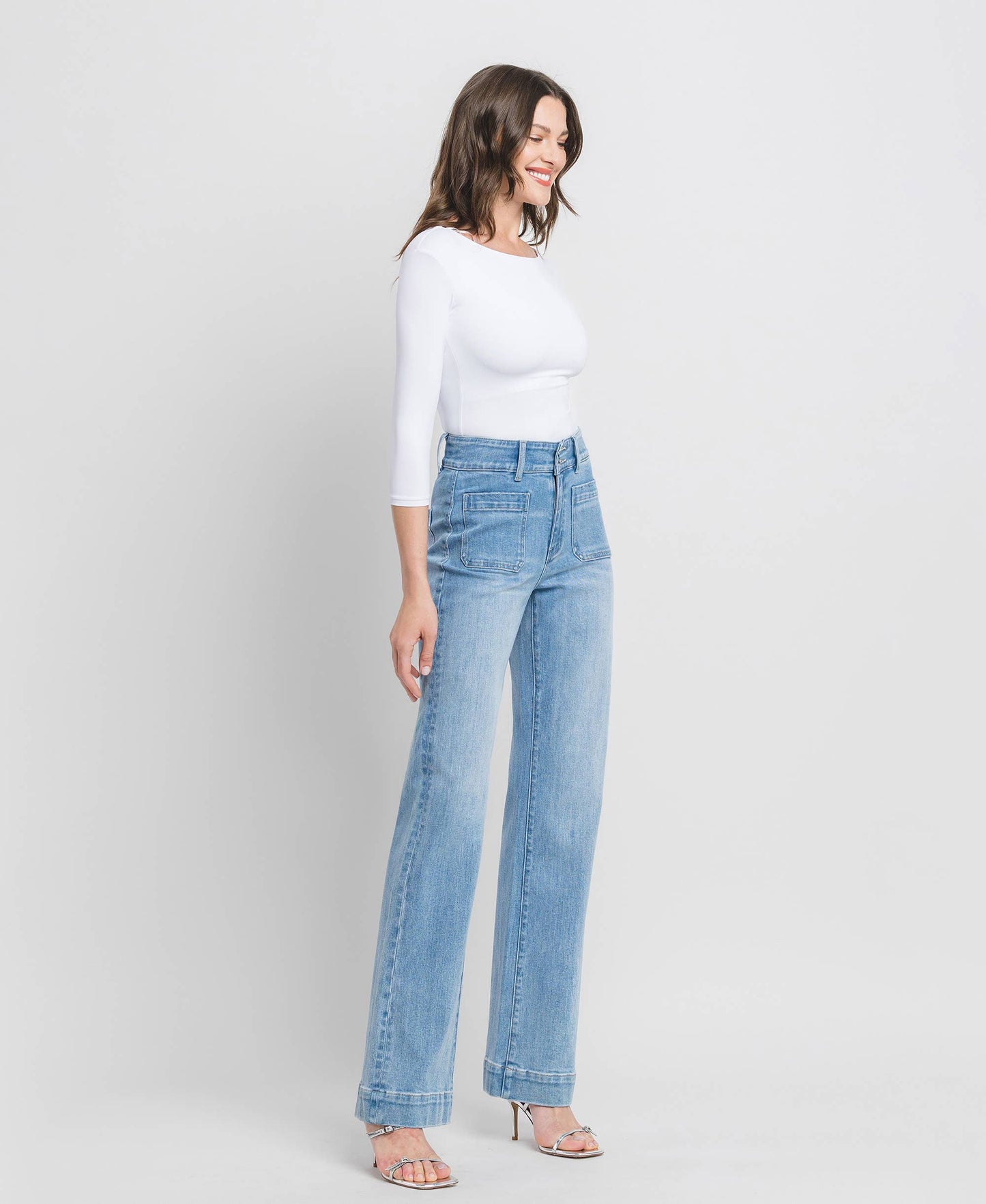 90'S VINTAGE SUPER HIGH RISE FLARE JEANS
