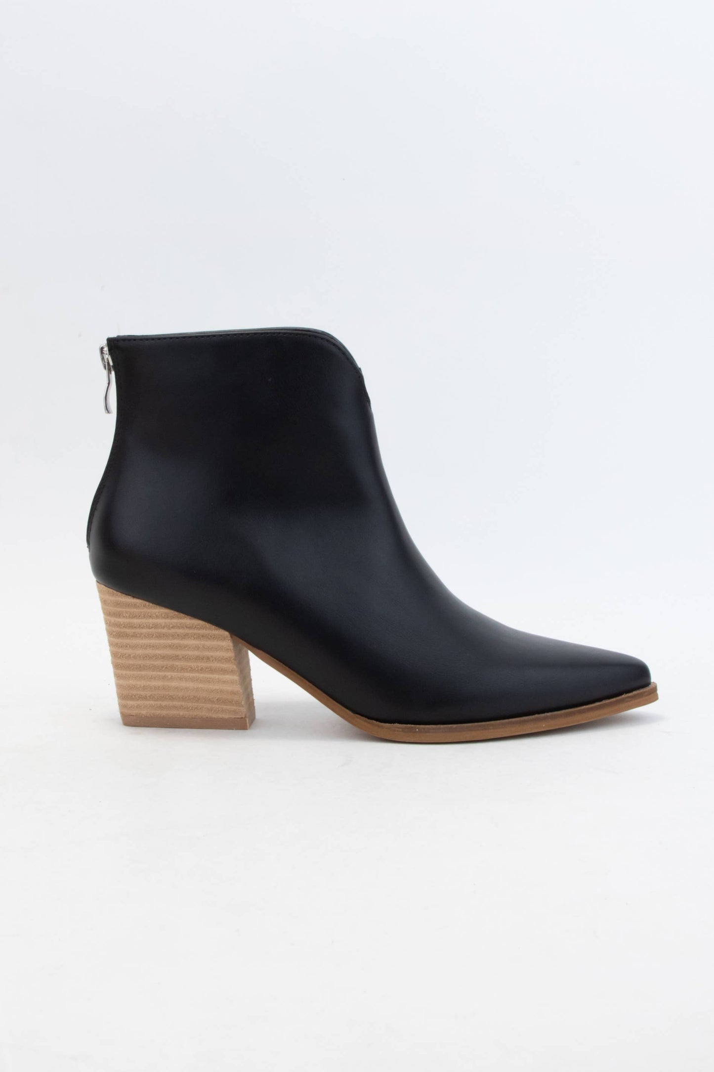 FRONT V-SHAPE CUTOUT BLOCK HEEL BOOTIE