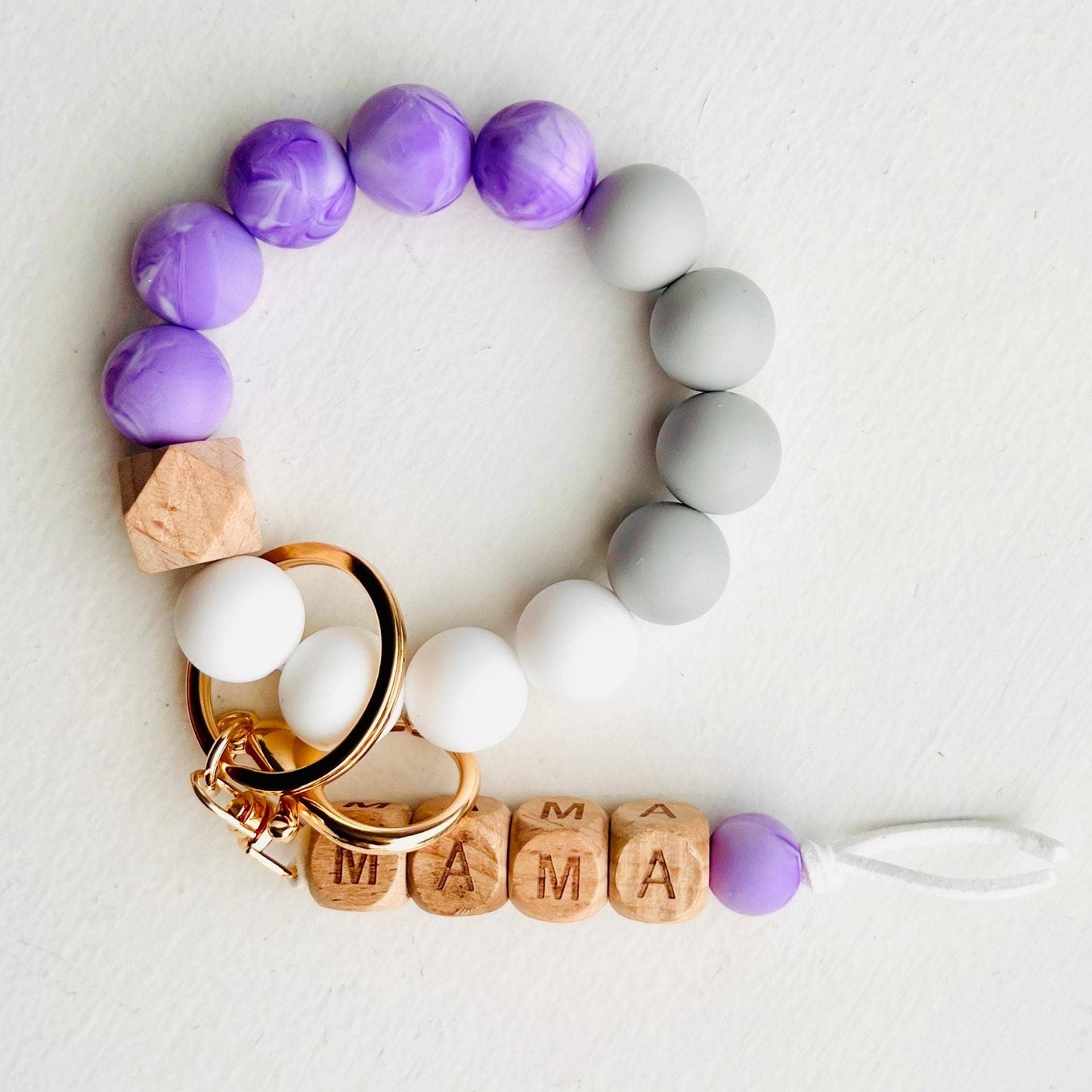 MAMA Bangle Keychain Silicone Wristlet Keyring Bead Bracelet
