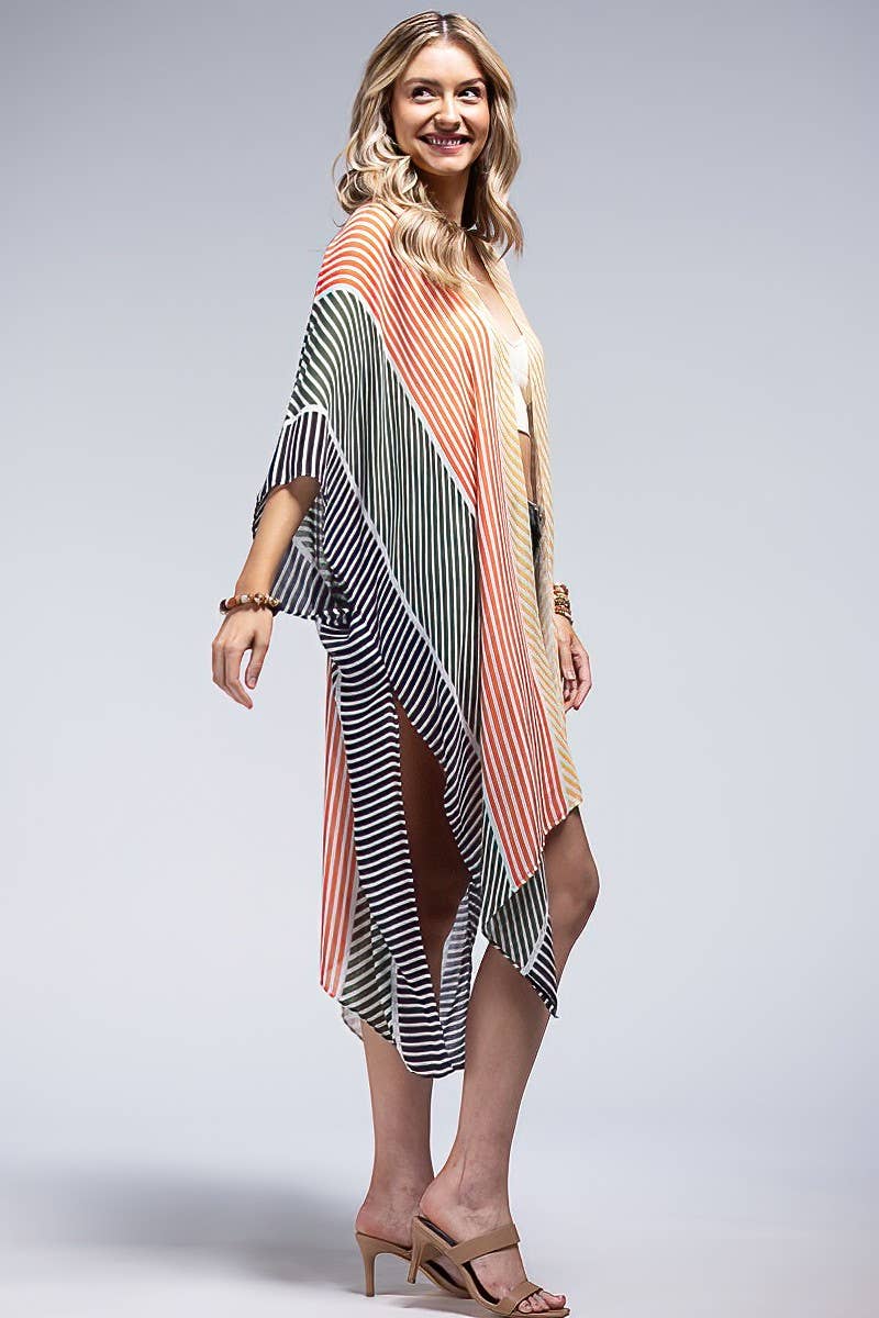 Sunset Stripe Viscose Kimono