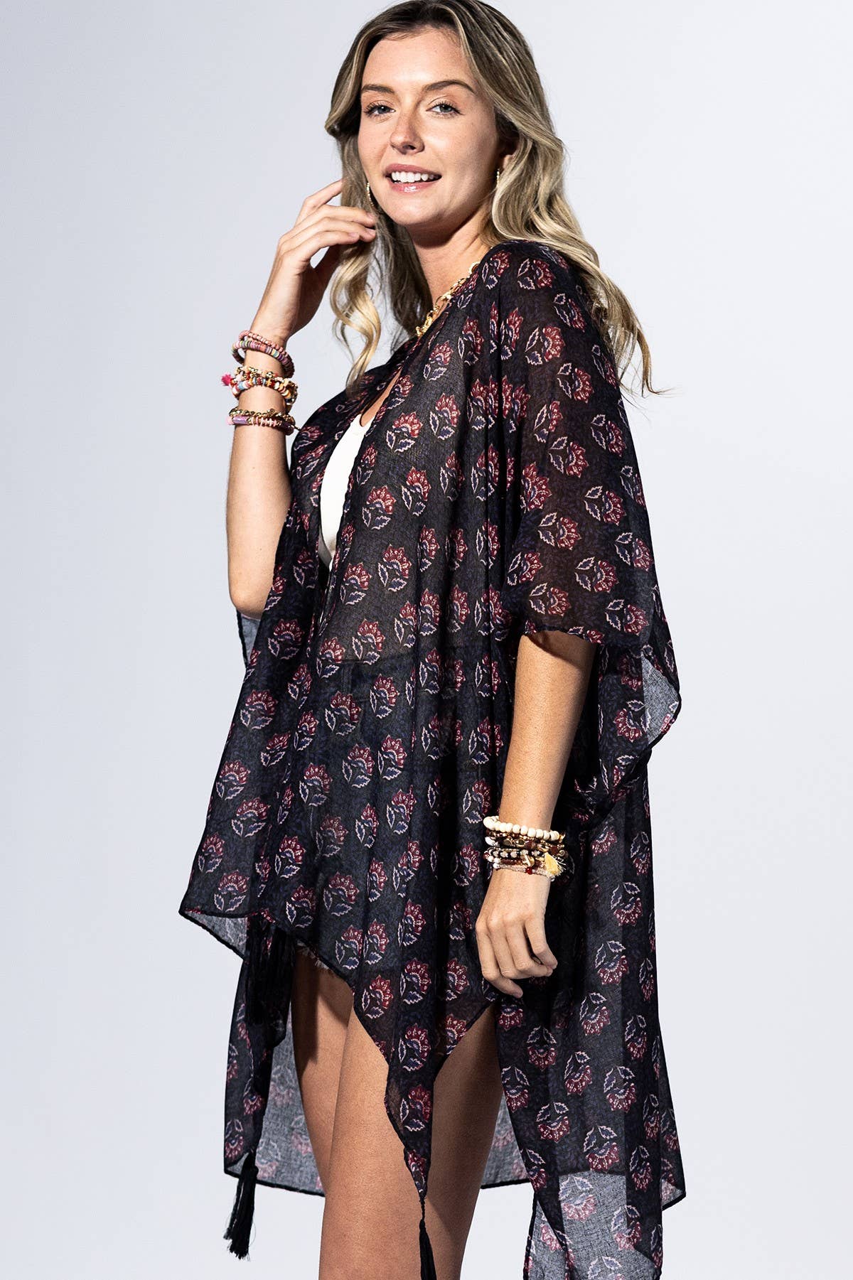 Midnight Medallion Tassel Kimono